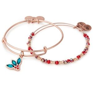 ALEX AND ANI | Crystal Holly Bangle Set; Rose Gold